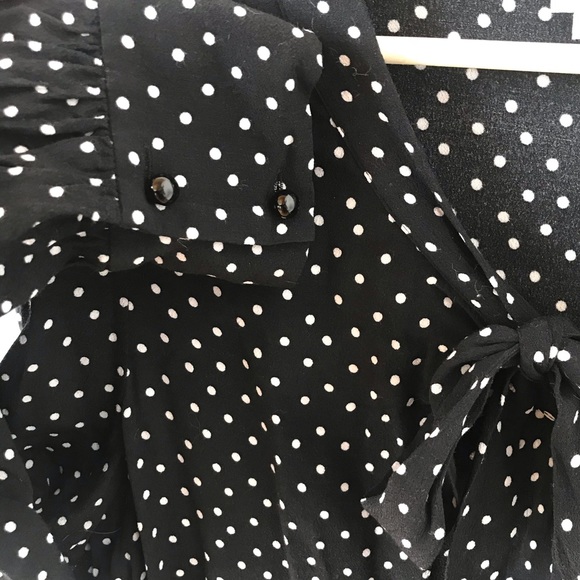 Kate Spade polka dot black and white tie front top - Picture 8 of 11